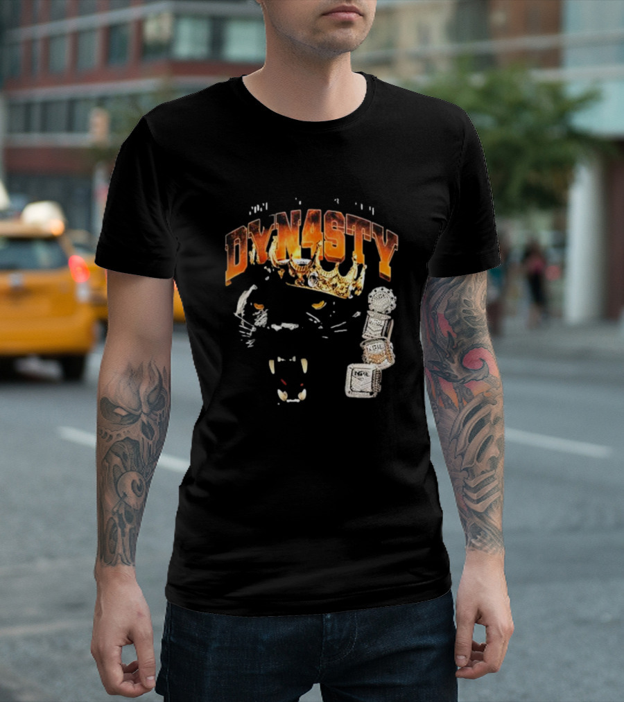 DYNASTY 2024 Panthers Dynasty Adult NFL Championship Rings and Crown Panther Face T-Shirt