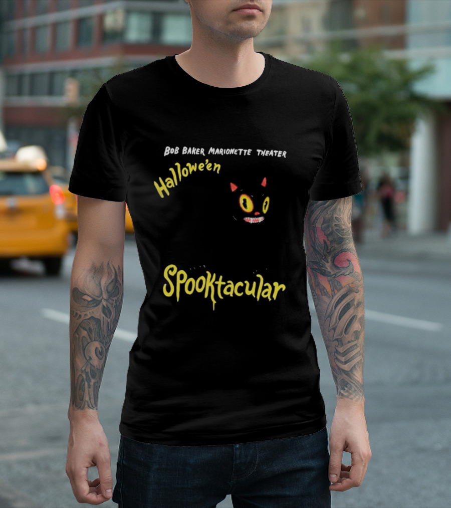 Bob Baker Marionette Theater Halloween Spooktacular Black Cat T-Shirt