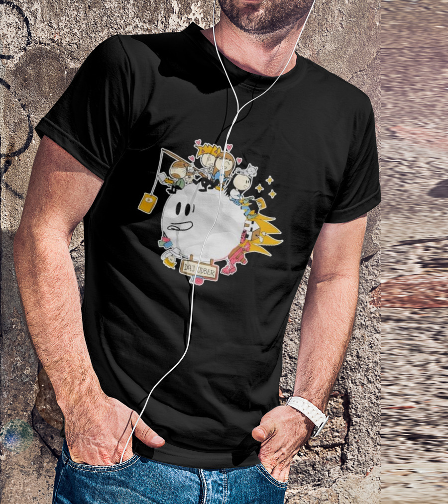 Daj Odber Cartoon Characters Around Smiling Moon With Expressions And Accessories T-Shirt