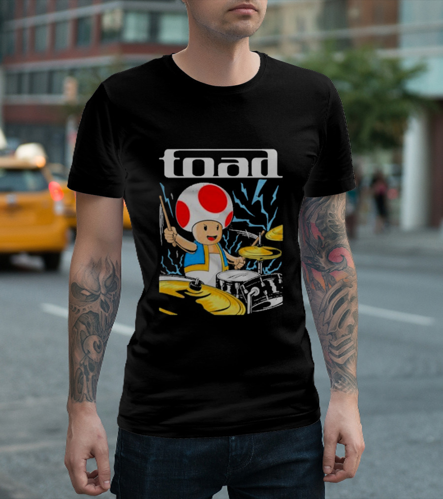 Toad Electric Drummer Mushroom Thunder T-Shirt