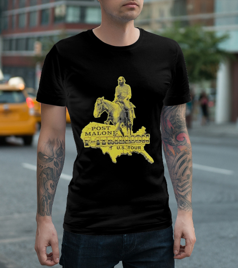 Post Malone F-1 Trillion U.S. Tour Map T-Shirt