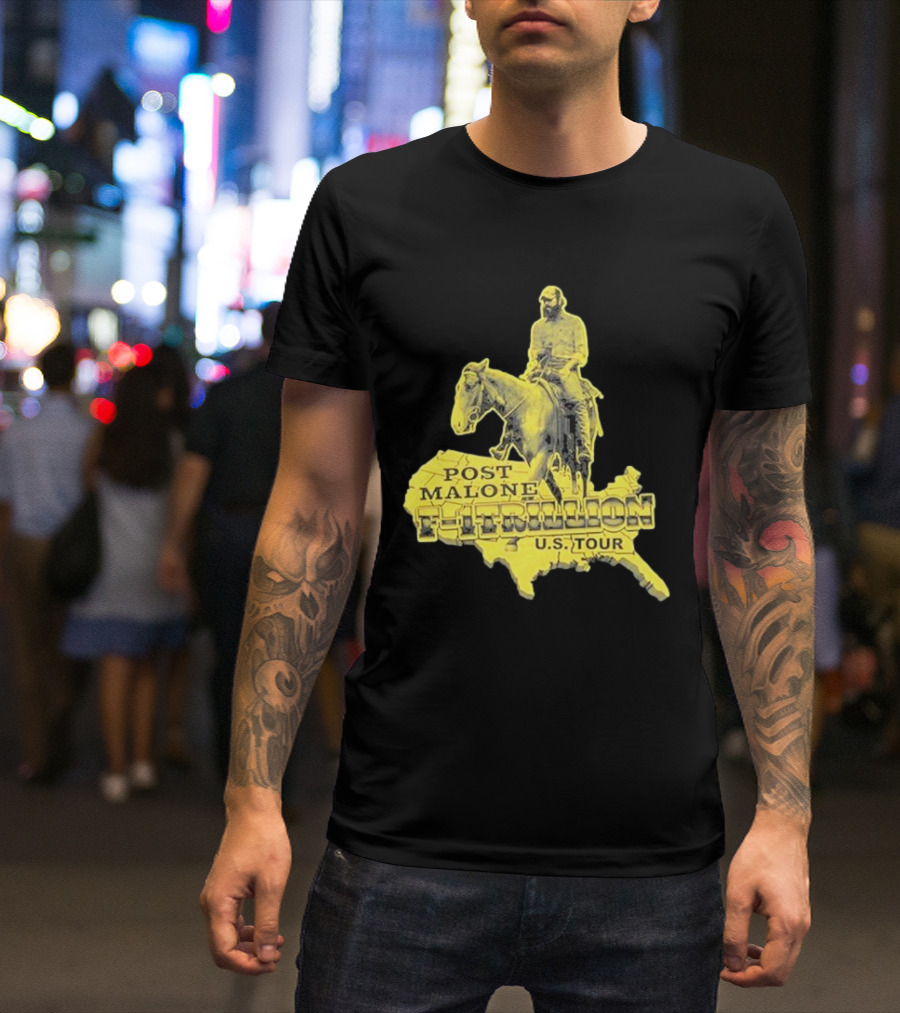 Post Malone F-1 Trillion U.S. Tour Map T-Shirt
