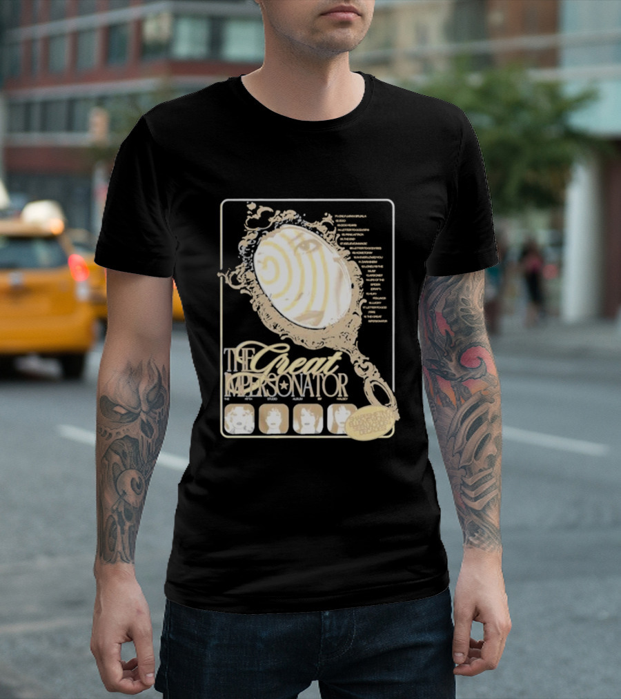 The Great Impersonator Mirror Illusion Spiral Faces T-Shirt
