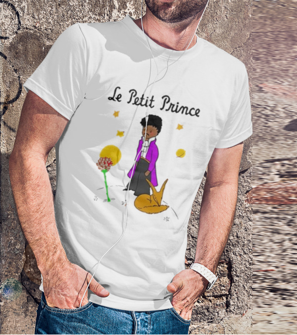 Le Petit Prince Purple Coat Fox And Rose Stars T-Shirt