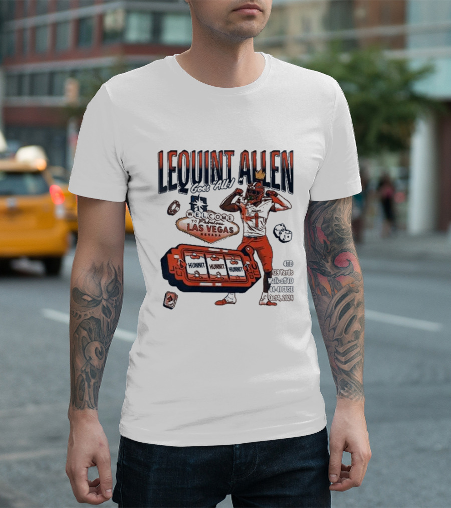 Lequint Allen Goes All In Welcome to Fabulous Las Vegas 4TD 129 Yards Walk-off TU 10-14-2024 T-Shirt