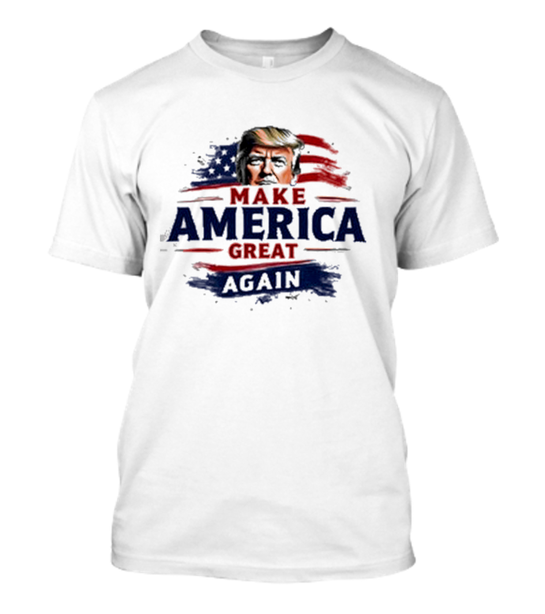 Make America Great Again Trump Face American Flag Background T-Shirt