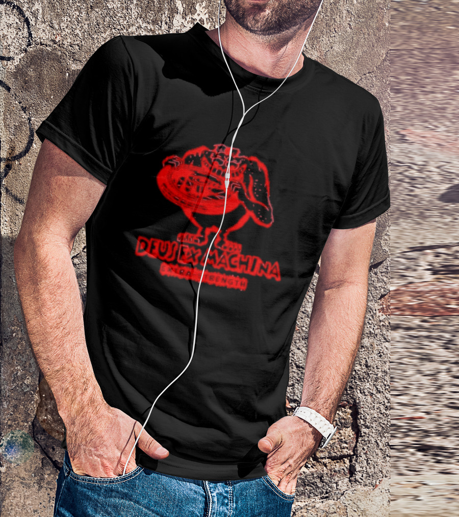 Deliciously Yours Deus Ex MaChina Extra Strength Monster With Steering Wheel T-Shirt