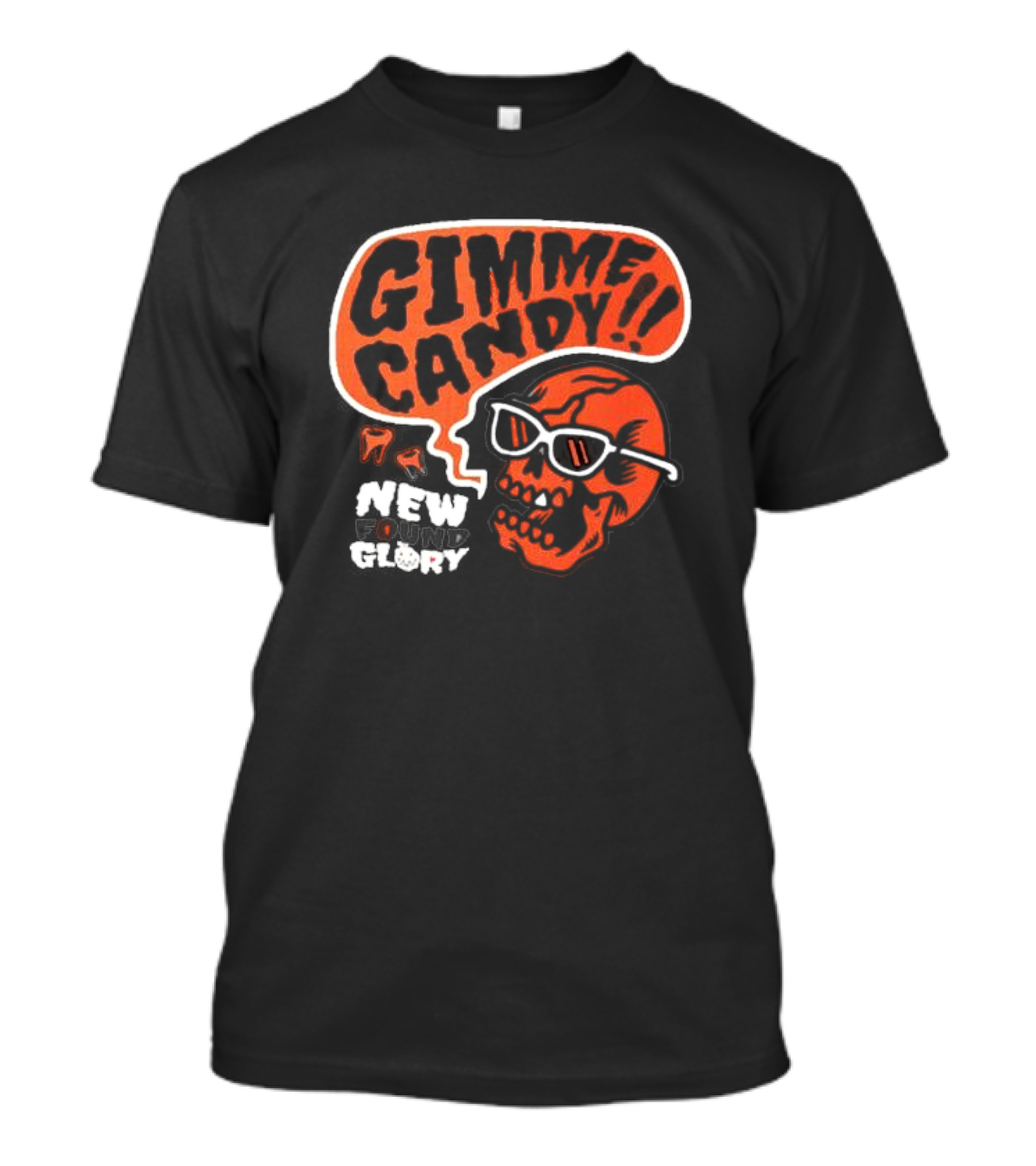 Gimme Candy Trick Or Treat Halloween New Found Glory Skull Sunglasses T-Shirt