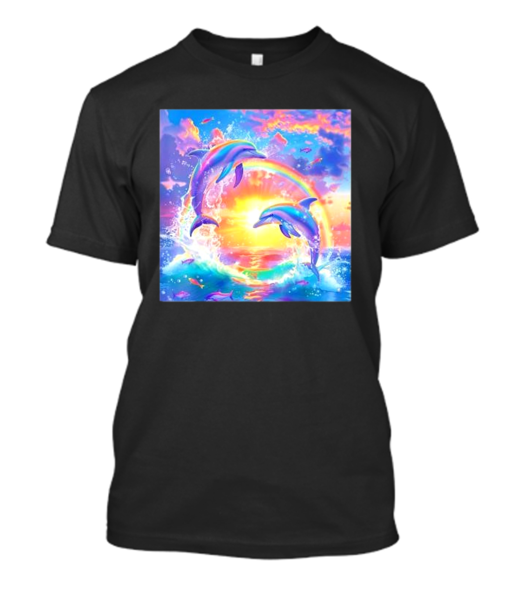 I Just Wanna Be Part Of Your Symphony Dolphin Rainbow Sunset Ocean Scene T-Shirt