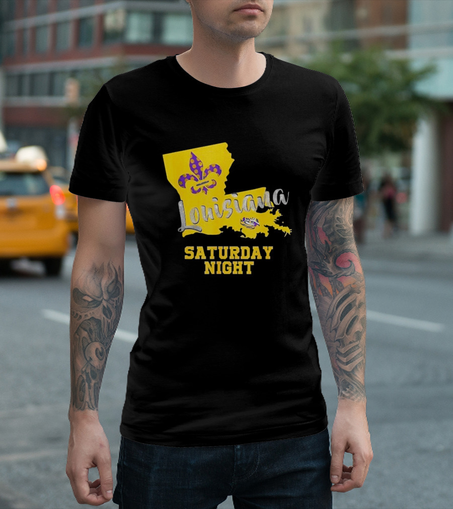Louisiana Saturday Night LSU Tigers Fleur de Lis T-Shirt