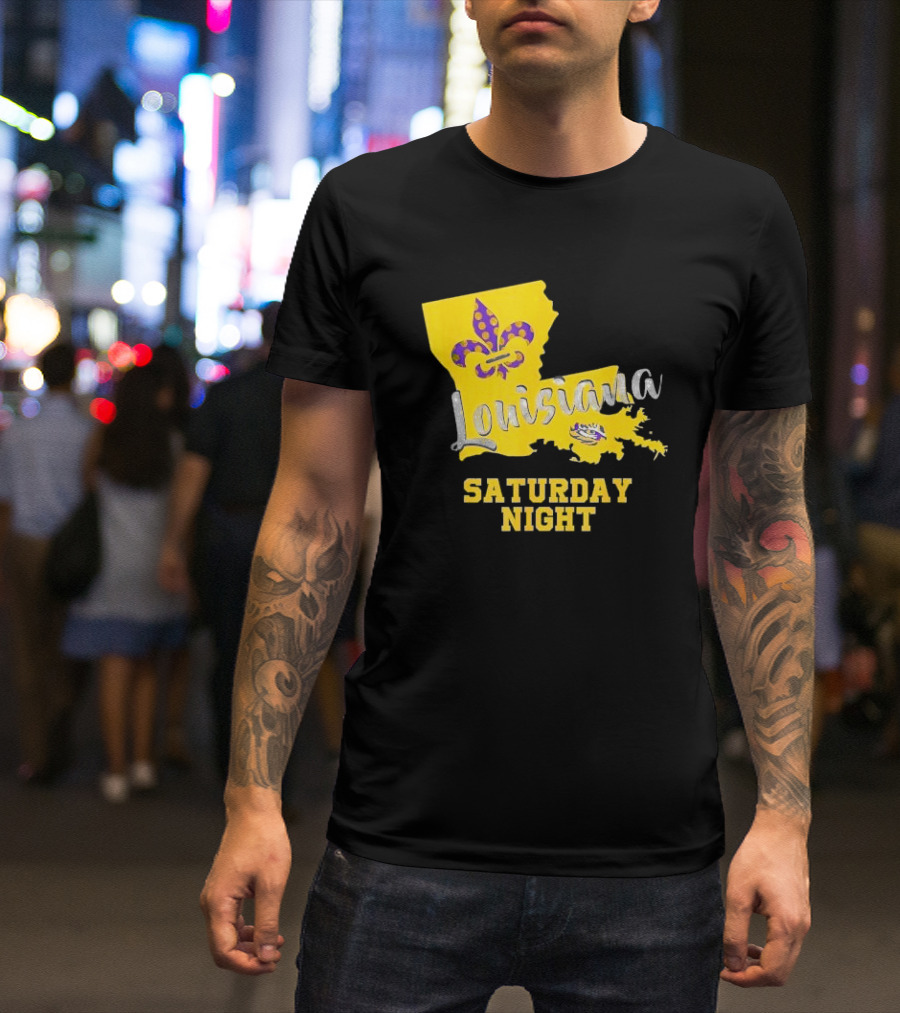 Louisiana Saturday Night LSU Tigers Fleur De Lis T-Shirt