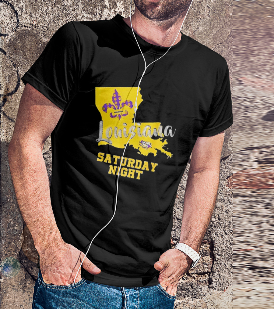 Louisiana Saturday Night LSU Tigers Fleur De Lis T-Shirt