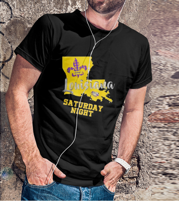 Louisiana Saturday Night LSU Tigers Fleur De Lis T-Shirt