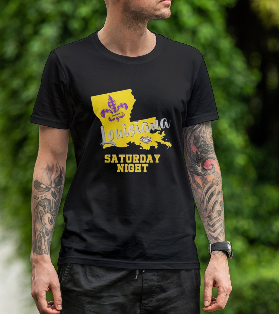Louisiana Saturday Night LSU Tigers Fleur De Lis T-Shirt
