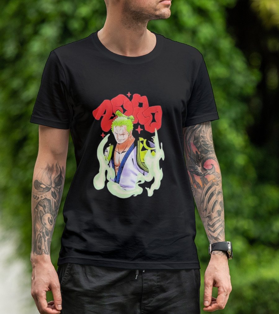 One Piece Zoro Japan Animation Airbrush Style Manga Character T-Shirt