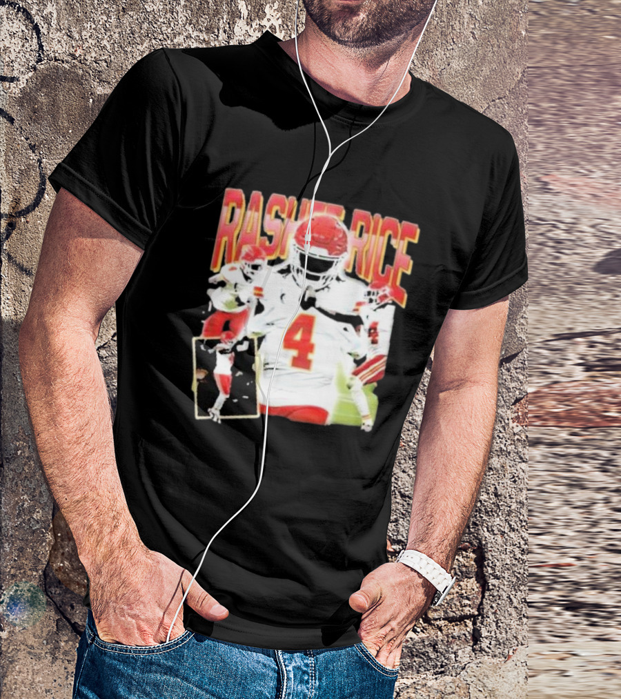 Rashee Rice Football Action 4 Red And White Uniform T-Shirt