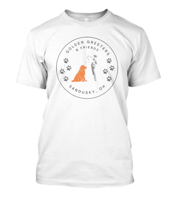 Golden Greeters And Friends Sandusky OH Paw Print Circle T-Shirt