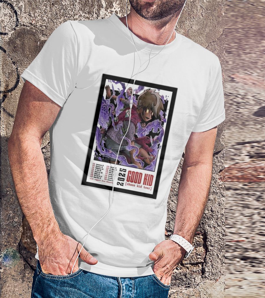 2025 Good Kid Chaos Kid Tour Poster With Psychedelic Artwork And Tour Dates T-Shirt