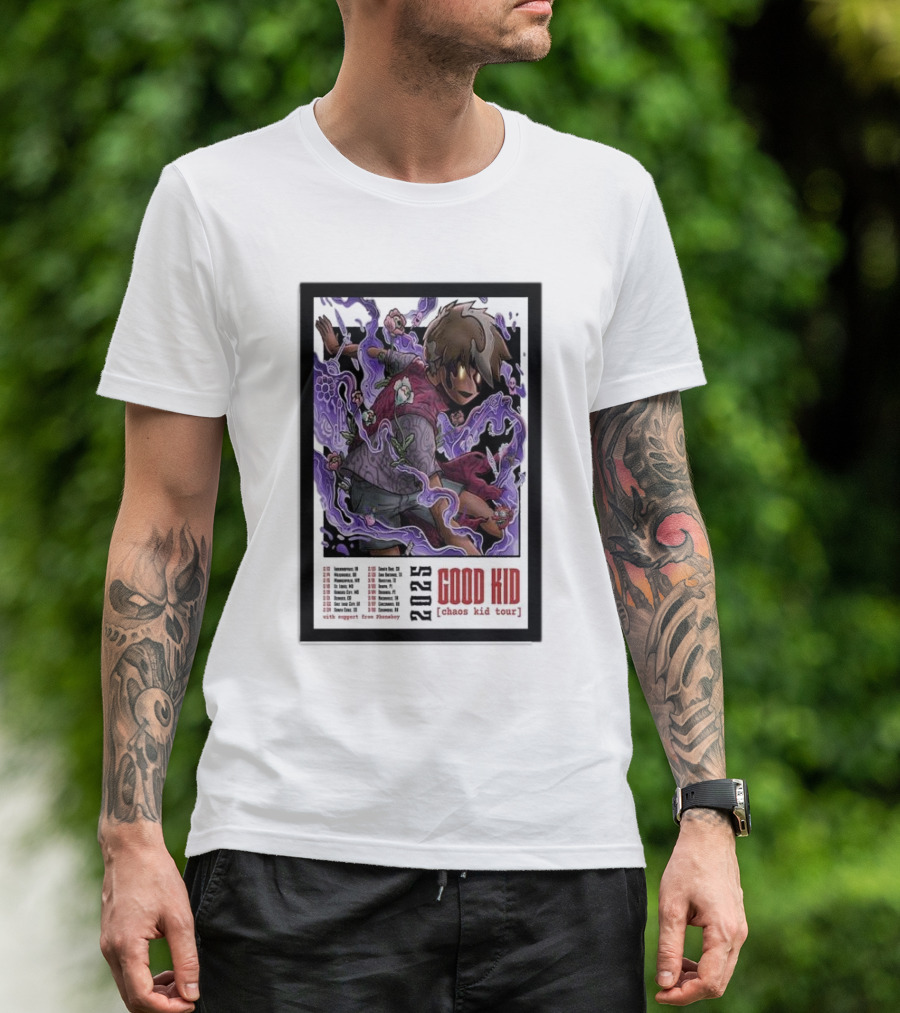 2025 Good Kid Chaos Kid Tour Poster With Psychedelic Artwork And Tour Dates T-Shirt