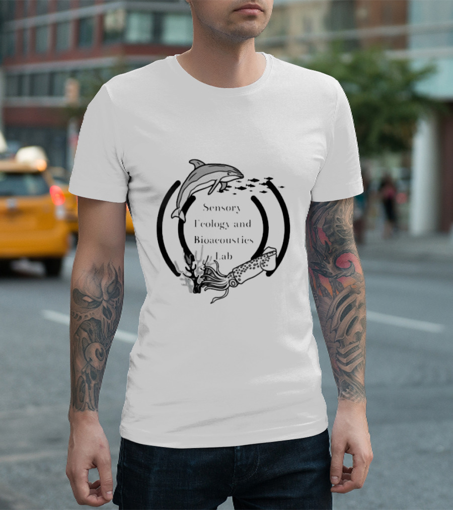 Sensory Ecology and Bioacoustics Lab Research Team Dolphin Squid and Fish Marine Life Study T-Shirt