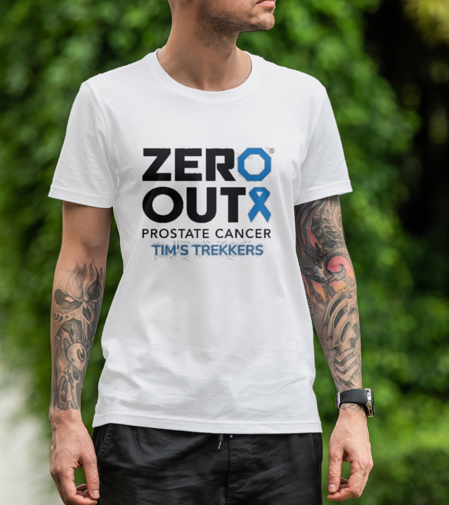 Zero Out Prostate Cancer Tim's Trekkers Awareness Blue T-Shirt