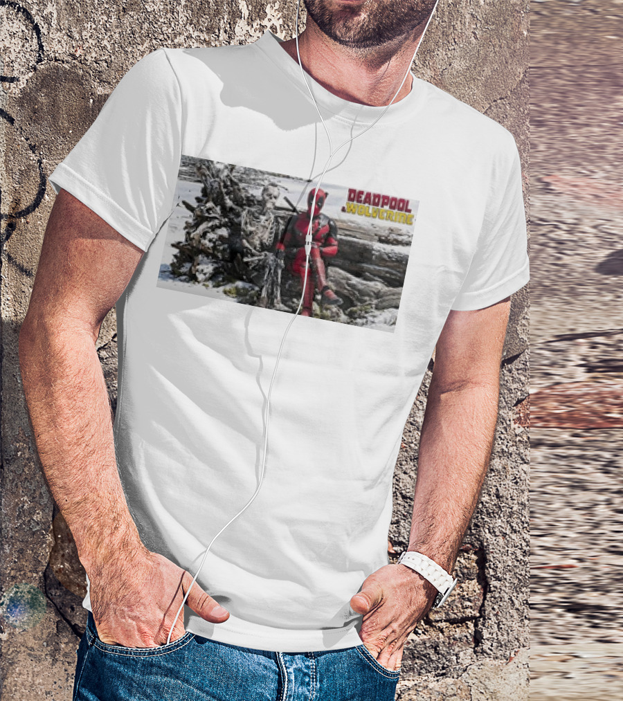 Deadpool And Skeleton Wolverine Snowy Scene T-Shirt