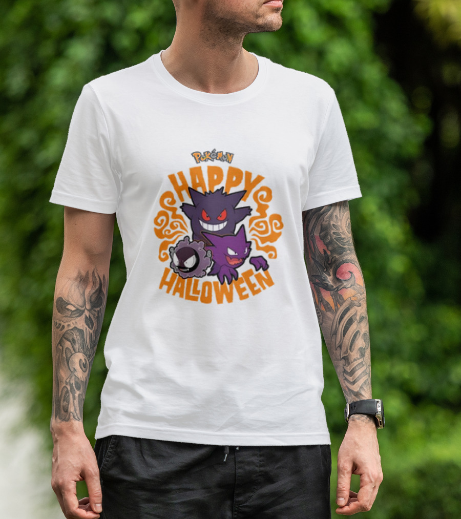 Happy Halloween Pokemon Gengar Haunter And Gastly T-Shirt