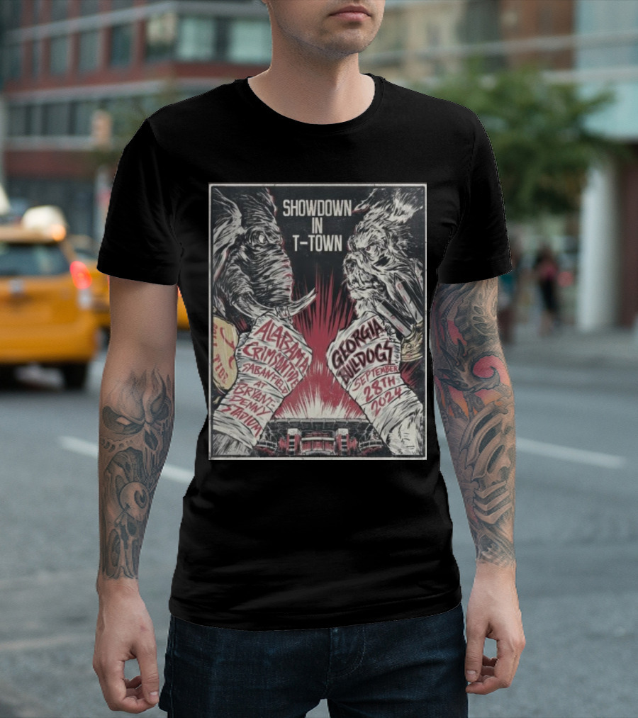 Showdown In T-Town Alabama Crimson Tide Vs Georgia Bulldogs September 28th 2024 Bryant Denny Stadium T-Shirt