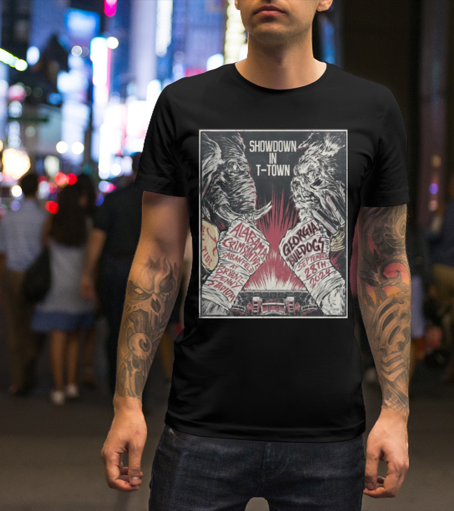 Showdown In T-Town Alabama Crimson Tide Vs Georgia Bulldogs September 28th 2024 Bryant Denny Stadium T-Shirt