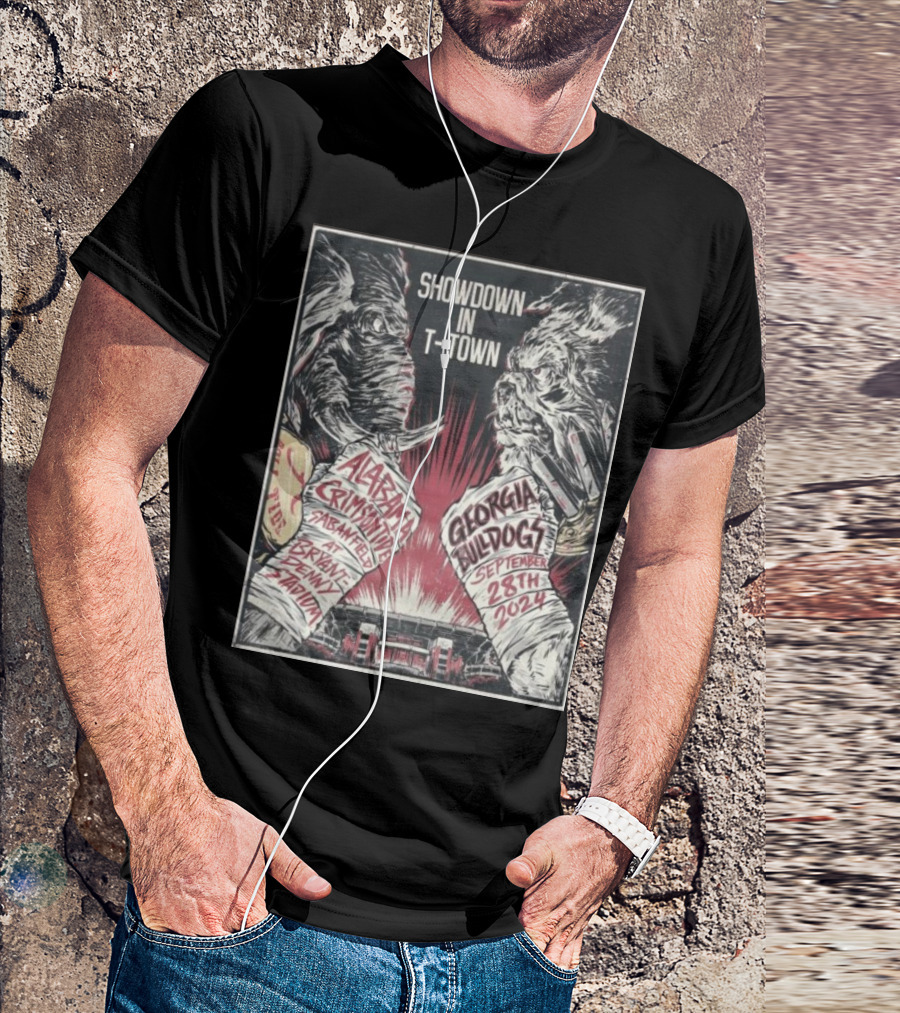 Showdown In T-Town Alabama Crimson Tide Vs Georgia Bulldogs September 28th 2024 Bryant Denny Stadium T-Shirt