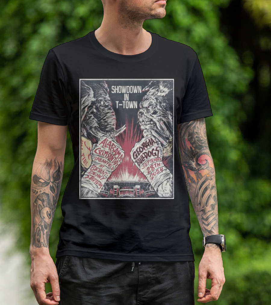 Showdown In T-Town Alabama Crimson Tide Vs Georgia Bulldogs September 28th 2024 Bryant Denny Stadium T-Shirt