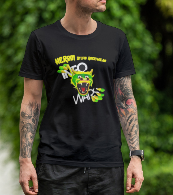 HERROI Stupid American INFO WARS Dragon Face T-Shirt