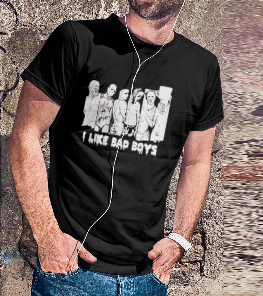 I Like Bad Boys Horror Movie Characters Halloween Icons T-Shirt