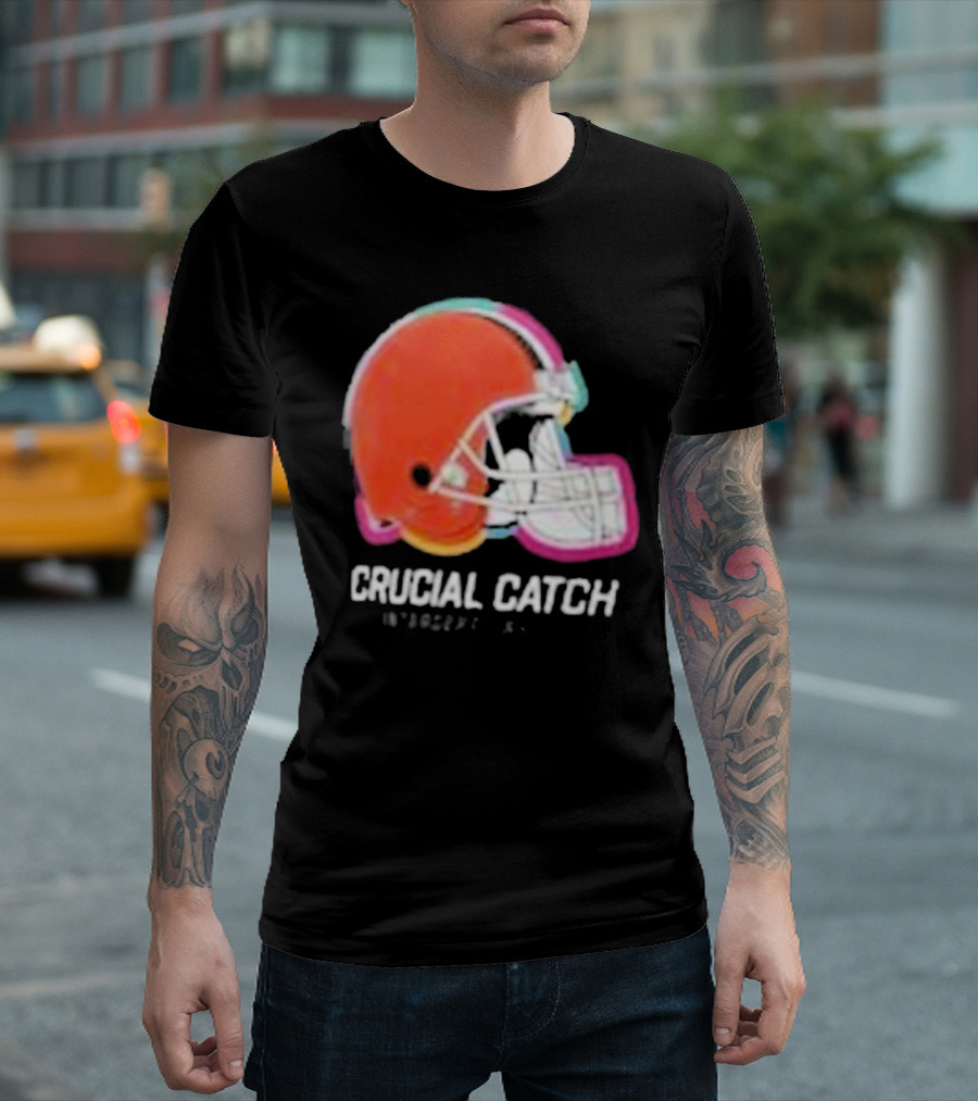 Browns Crucial Catch Intercept Cancer 2024 Football Helmet T-Shirt
