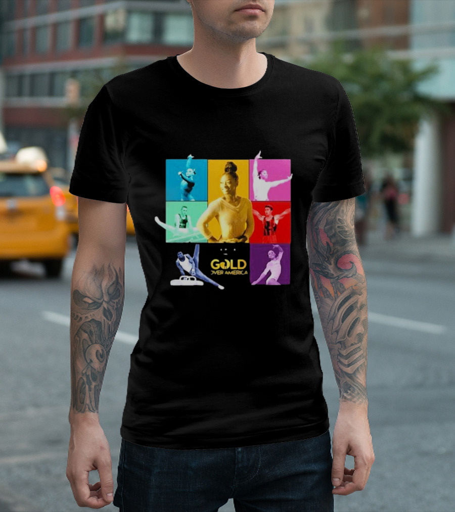 Gold Over America 2024 Tour Featuring Iconic Gymnastics Performers T-Shirt