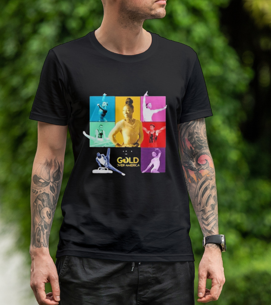 Gold Over America 2024 Tour Featuring Iconic Gymnastics Performers T-Shirt