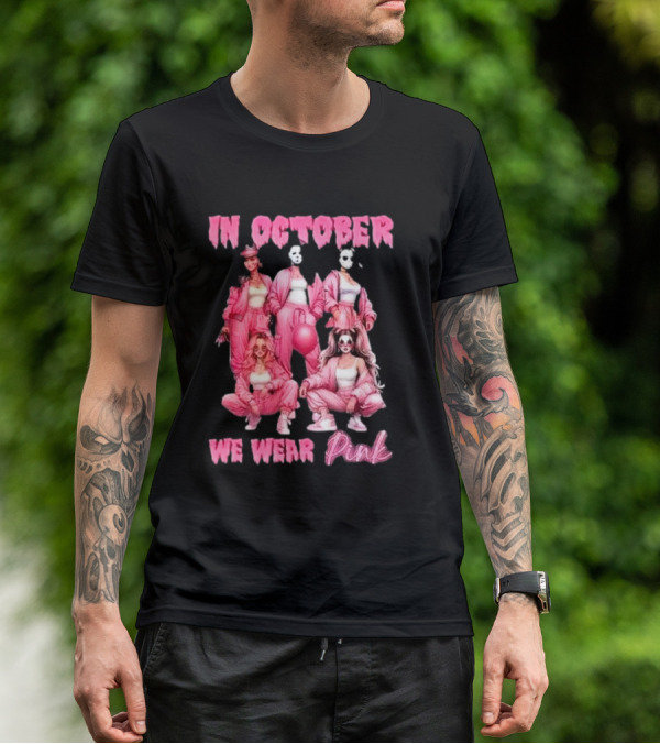 In October We Wear Pink Comadre Crew Horror Movie T-Shirt