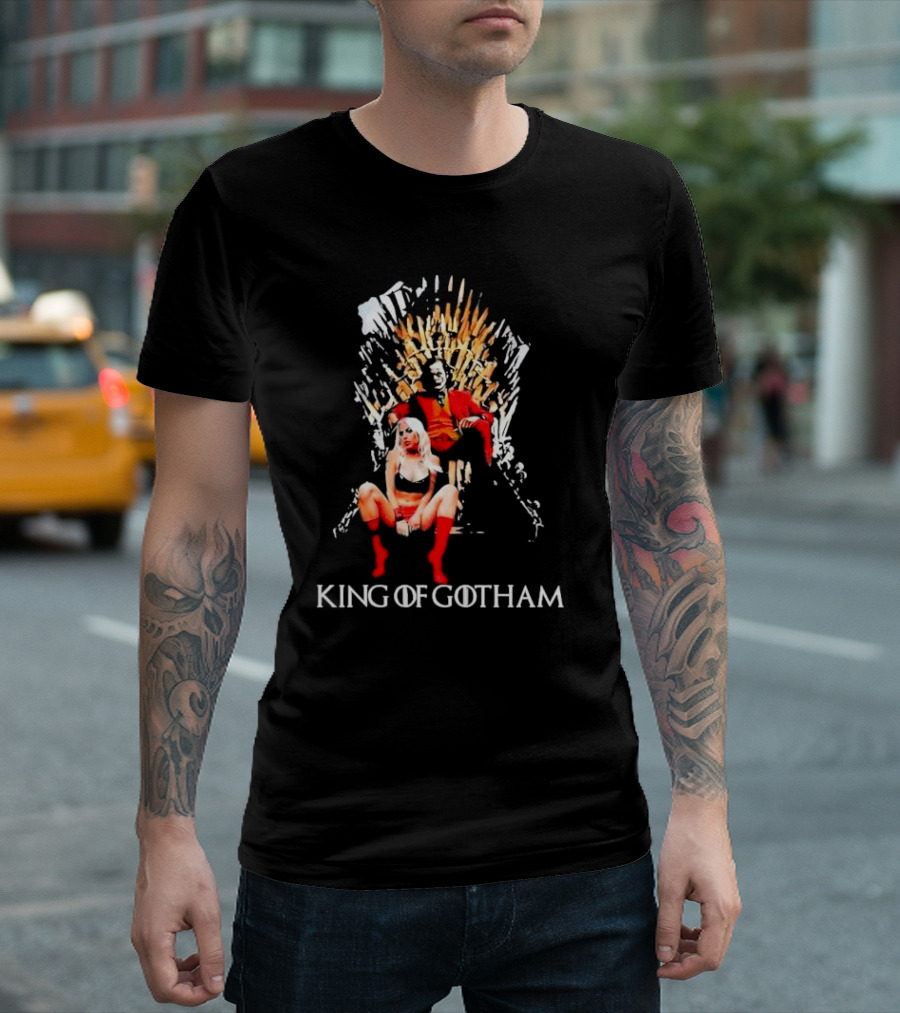 Joker and Harley Quinn King of Gotham Throne T-Shirt