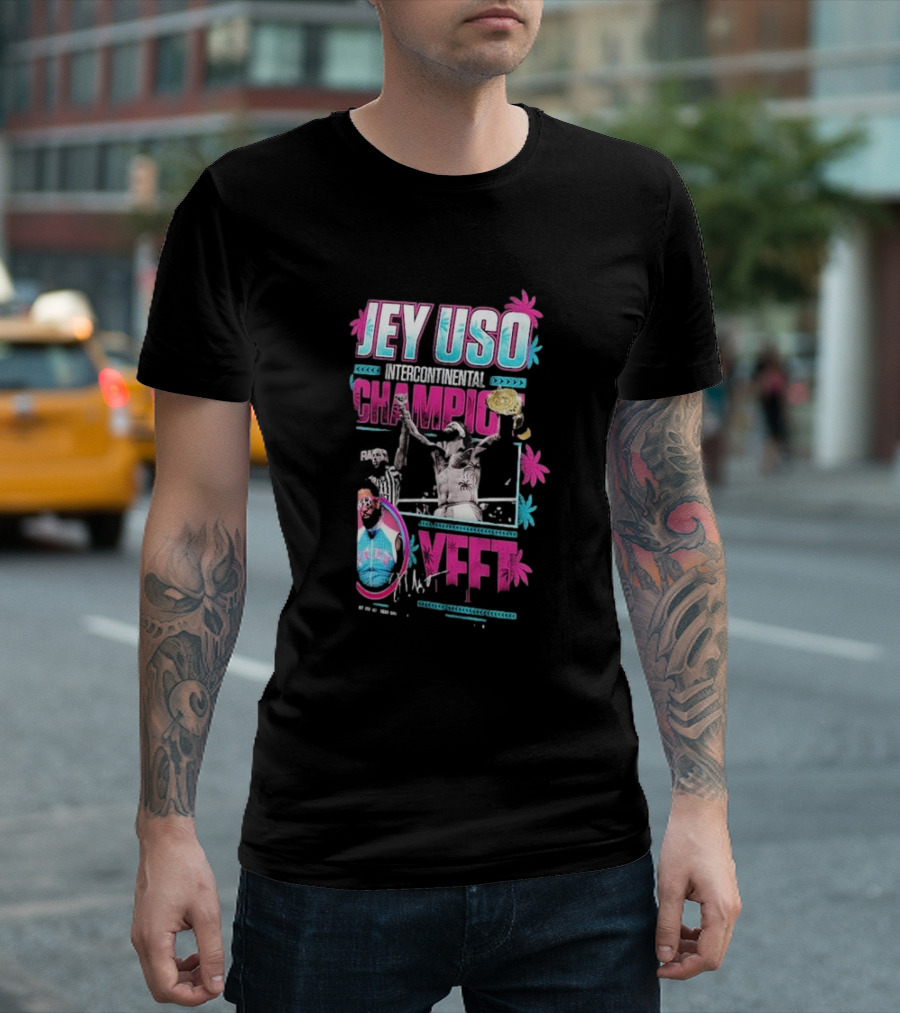Jey Uso Intercontinental Champion Yeet WWE Tropical Vibes T-Shirt