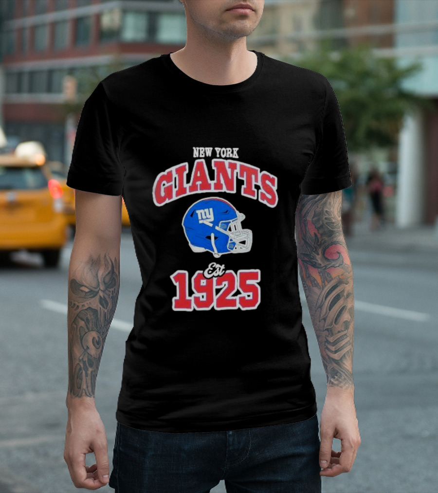 New York Giants Est 1925 Blue Helmet Aleali May Collaboration T-Shirt