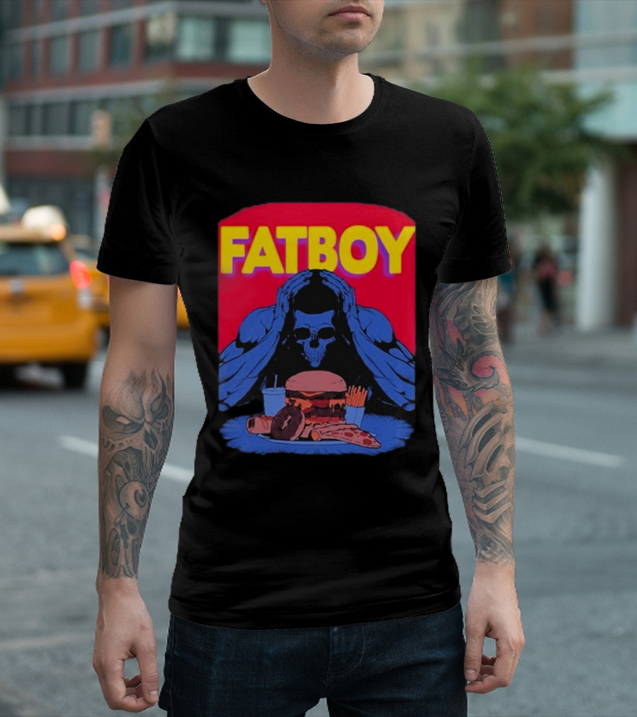 Raskolapparel Fatboy Skull Blue Figure with Fast Food T-Shirt