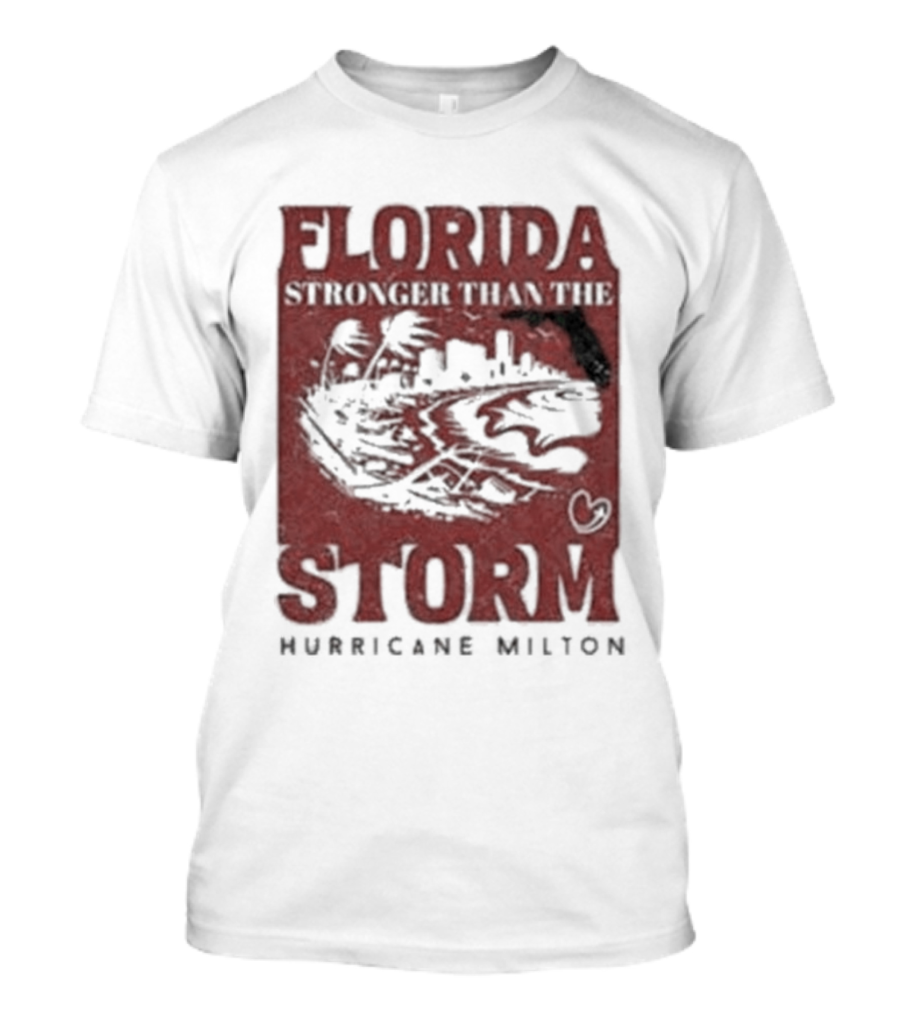 Florida Stronger Than The Storm Hurricane Milton 2024 Cityscape And Heart T-Shirt