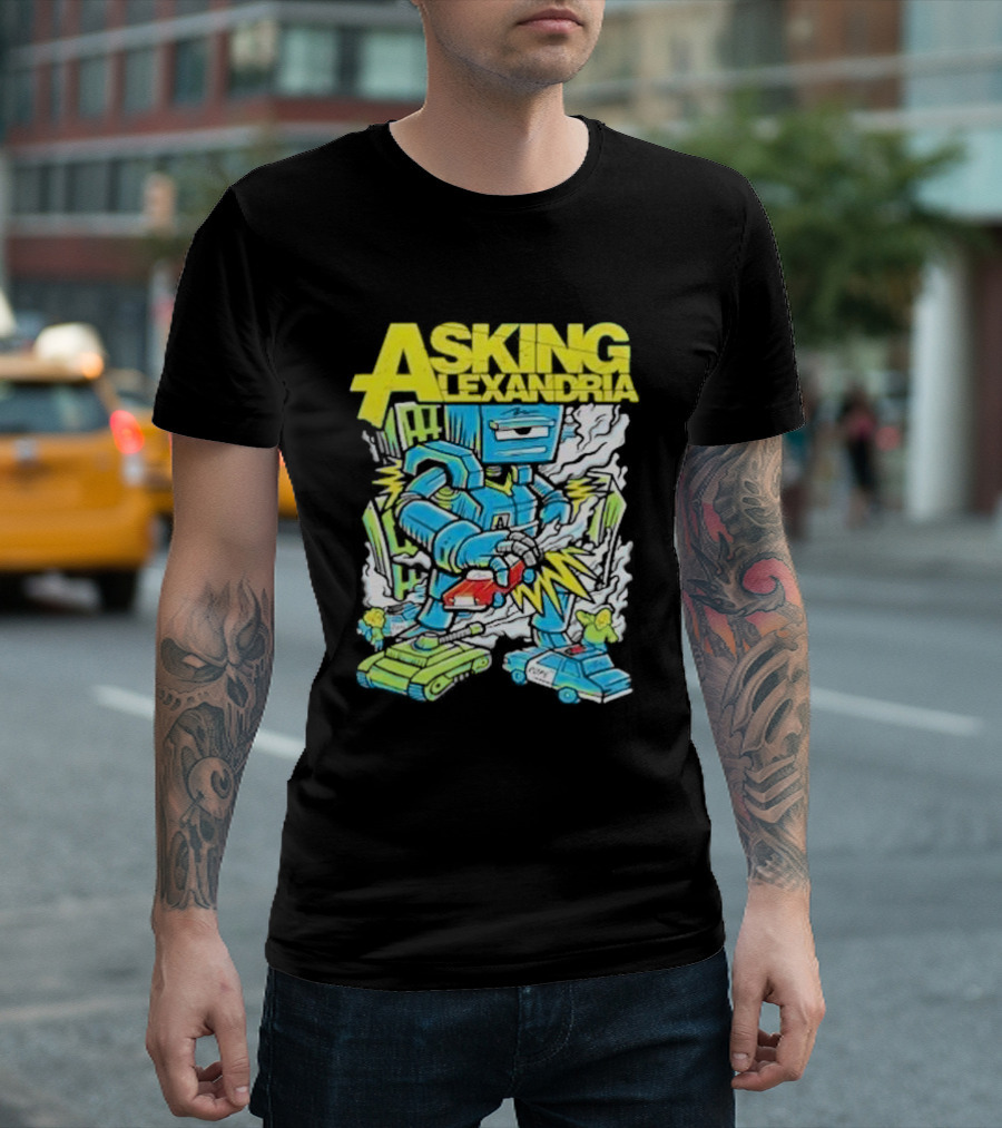 Asking Alexandria Killer Robot Blue and Green Electric Mech T-Shirt