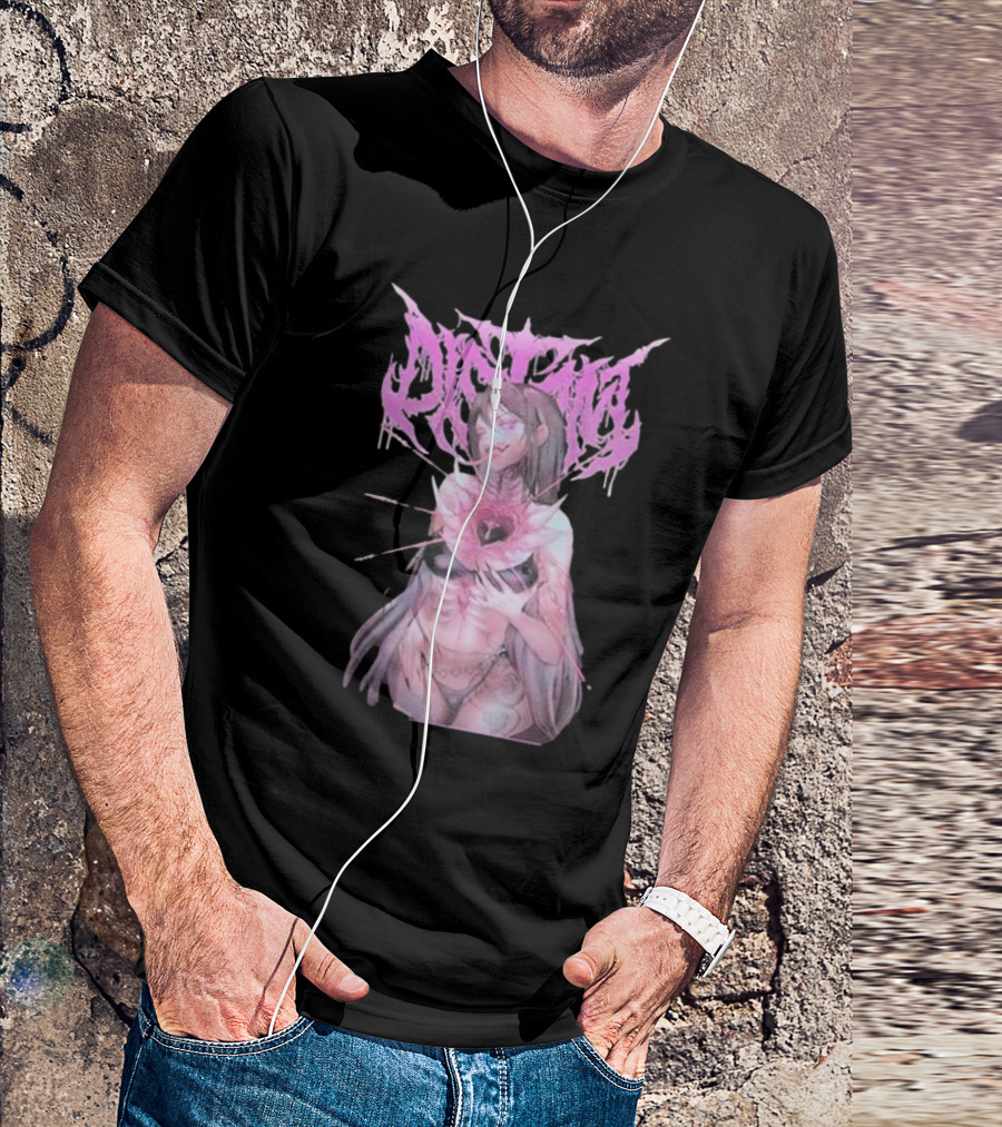 Distant Pink Anime Character With Heart Tattoo T-Shirt