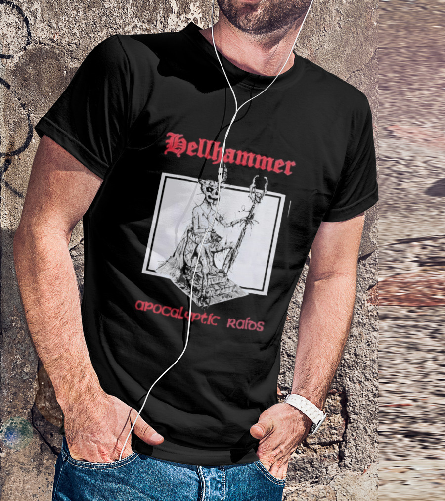 Hellhammer Apocalyptic Raids Horned Figure With Runes T-Shirt