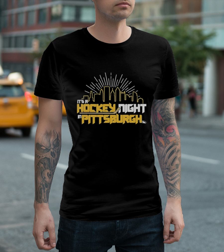 It's A Hockey Night In Pittsburgh Yinz Skyline T-Shirt