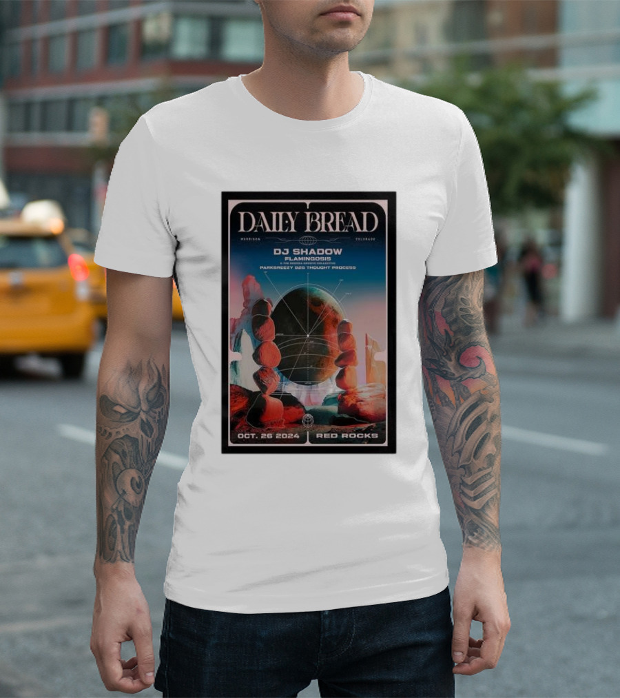 Daily Bread DJ Shadow Red Rocks October 26 2024 Morrison Colorado Flamingosis Parkerbeatz B3 Thought Process T-Shirt