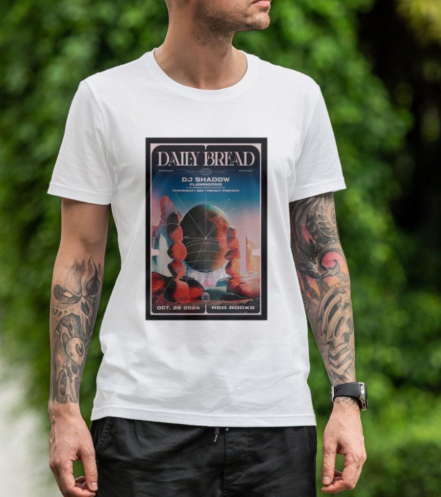 Daily Bread DJ Shadow Red Rocks October 26 2024 Morrison Colorado Flamingosis Parkerbeatz B3 Thought Process T-Shirt
