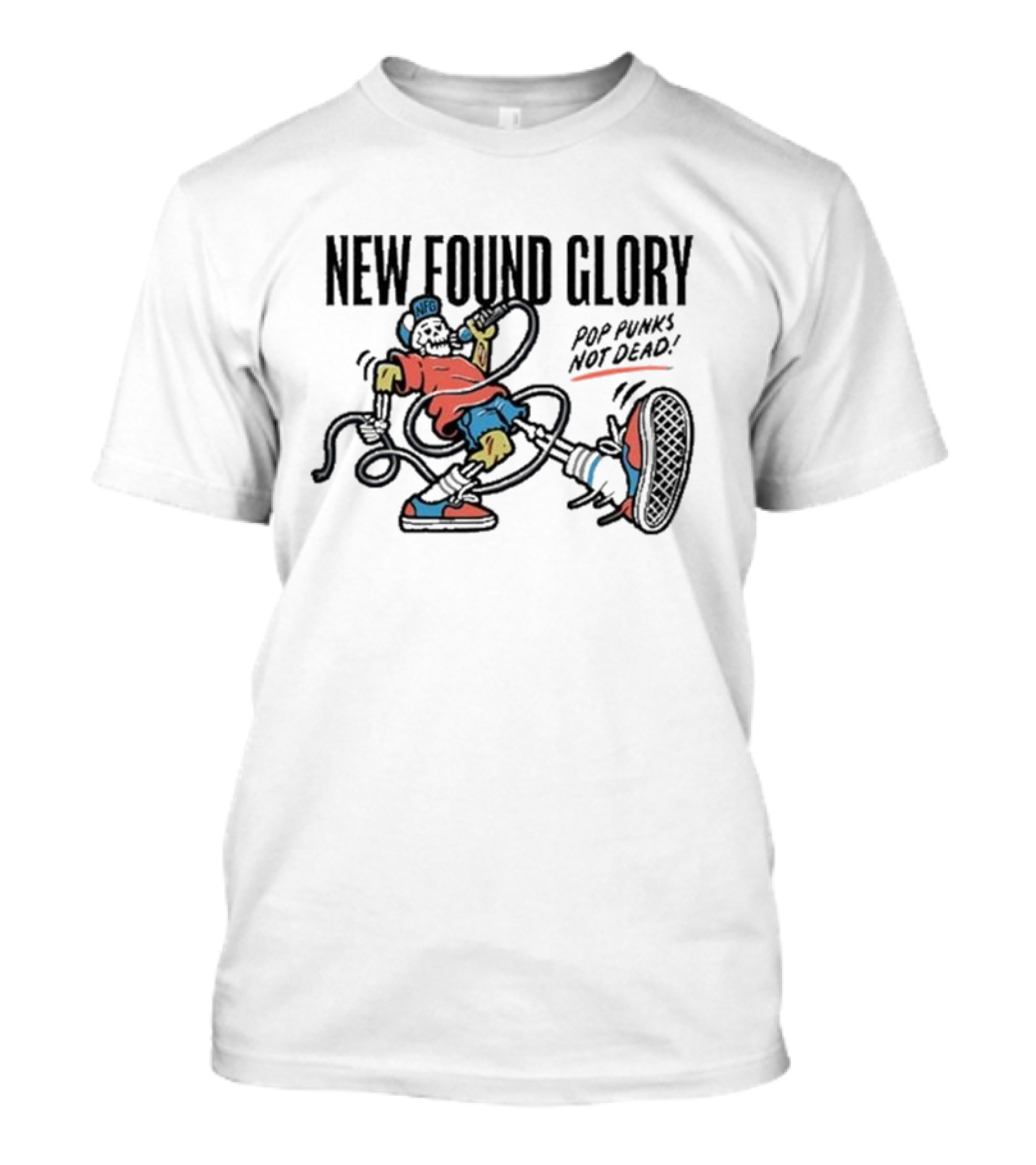 New Found Glory Pop Punks Not Dead Skeleton 2024 NFG Microphone Sneaker Kick T-Shirt