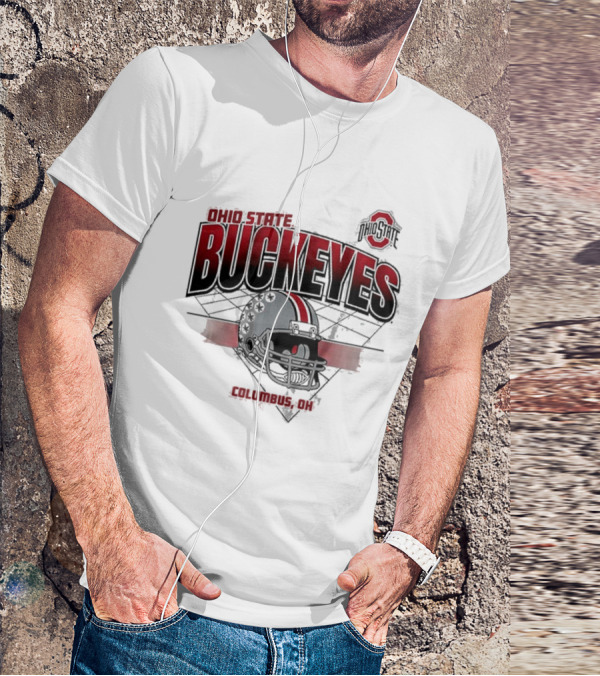Ohio State Buckeyes Football Helmet Columbus OH Grid T-Shirt